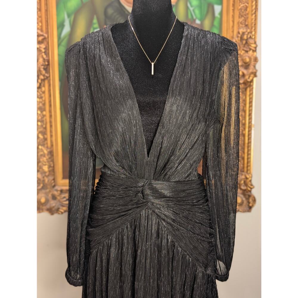 Gianni Bini Hazel Black Metallic Gown - Pleated Cutout Fall Formal Homecoming 12 - Picture 8 of 10